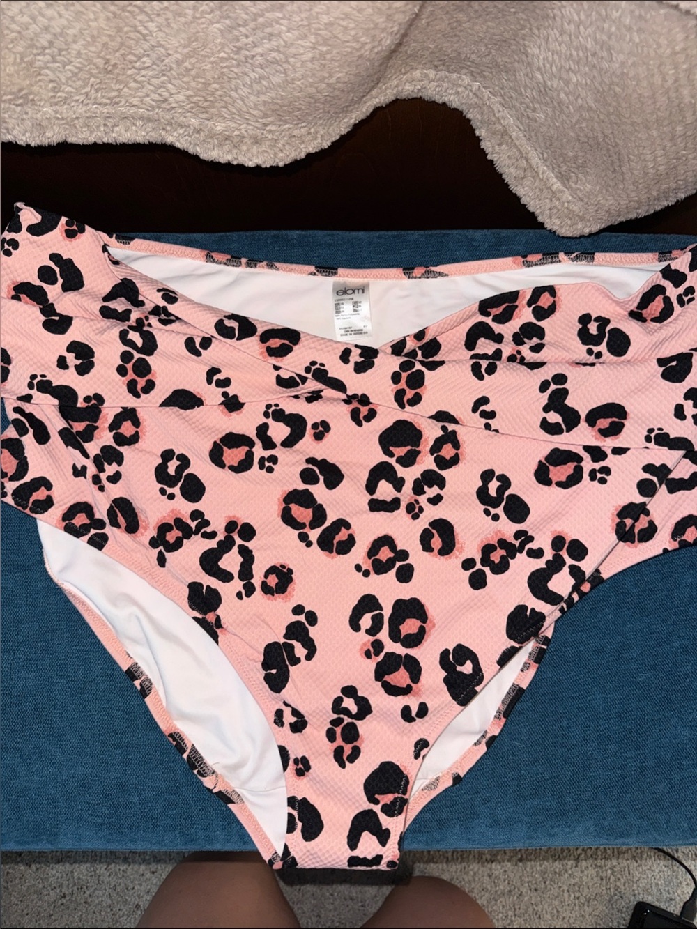 Elomi Pink Leopard High-Rise Bikini Bottoms size 22 New no tags
